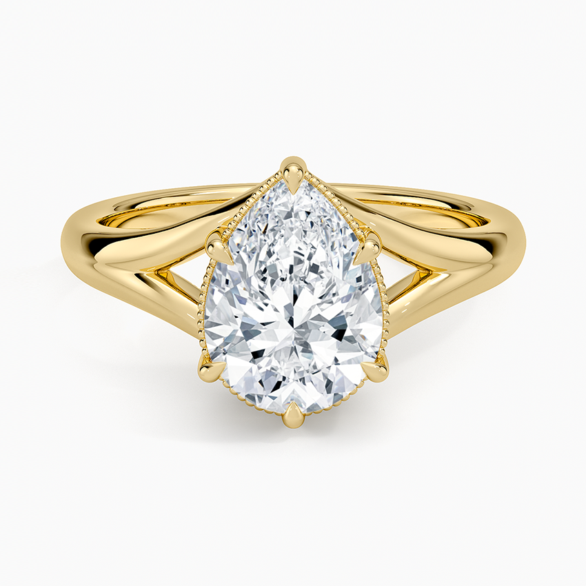 Cora Split Shank Solitaire Ring - Pear Cut Center Stone