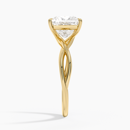 Alya Twist Solitaire Ring - Princess Cut Center Stone
