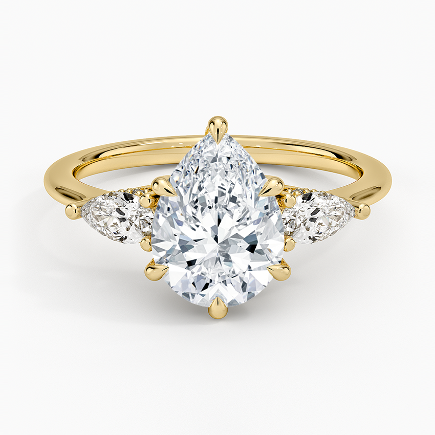 Adorned Opera Three Stone Diamond Ring (1/2 ct. tw.) - Pear Cut Center Stone