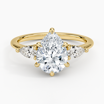 Adorned Opera Three Stone Diamond Ring (1/2 ct. tw.) - Pear Cut Center Stone