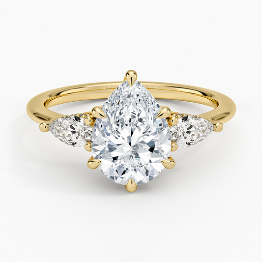 Adorned Opera Three Stone Diamond Ring (1/2 ct. tw.) - Pear Cut Center Stone