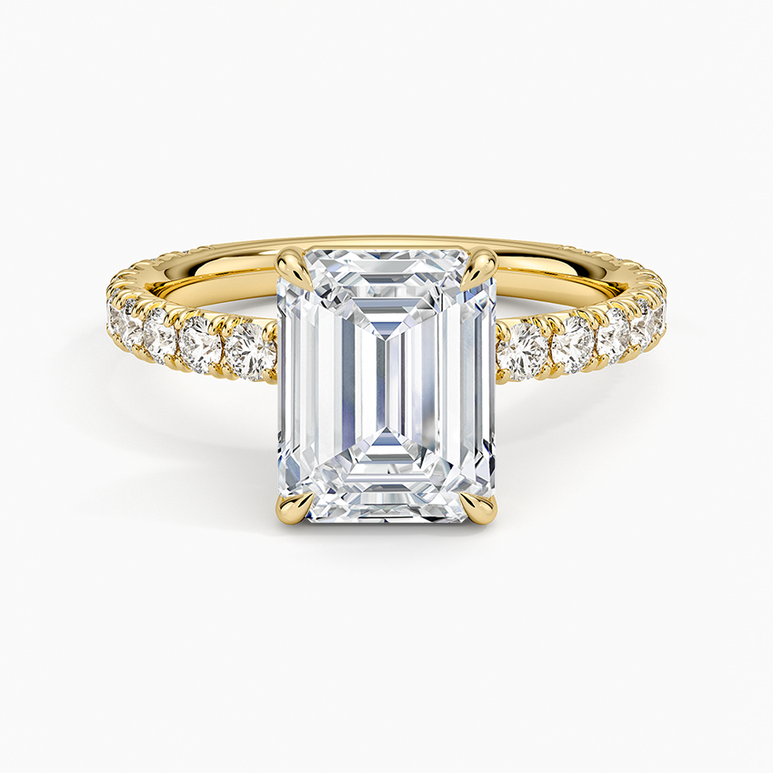 Luxe French Pavé Perfect Fit Diamond Ring (1/2 ct. tw.) - Emerald Cut Center Stone