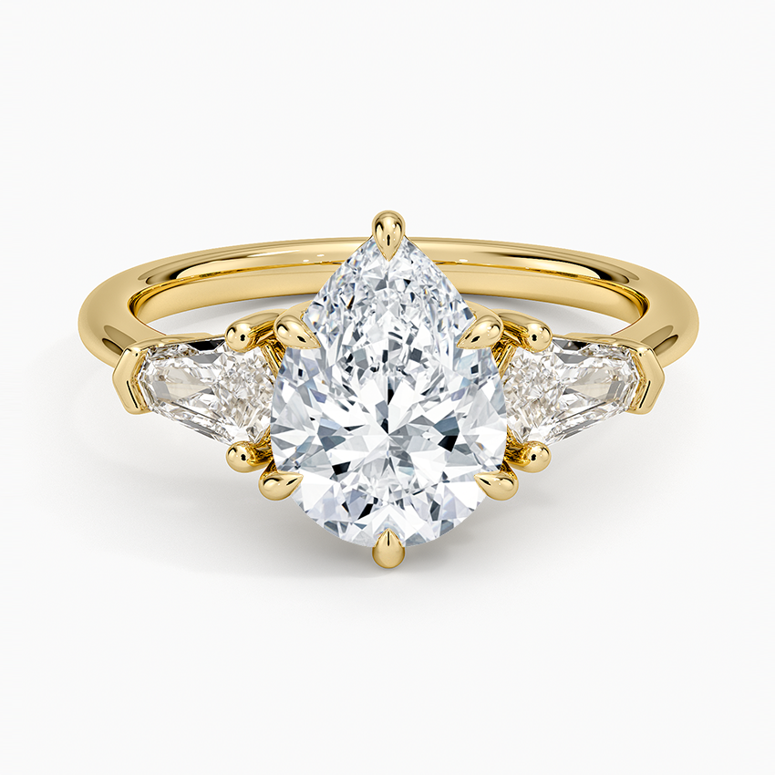 Shield Cut Three Stone Diamond Ring (1/2 ct. tw.) - Pear Center Stone