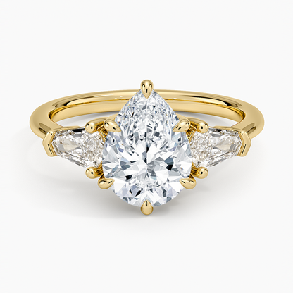 Shield Cut Three Stone Diamond Ring (1/2 ct. tw.) - Pear Center Stone