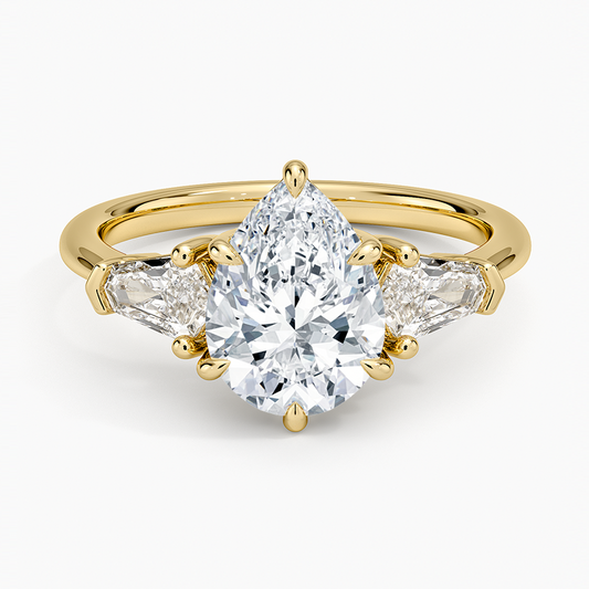 Shield Cut Three Stone Diamond Ring (1/2 ct. tw.) - Pear Center Stone