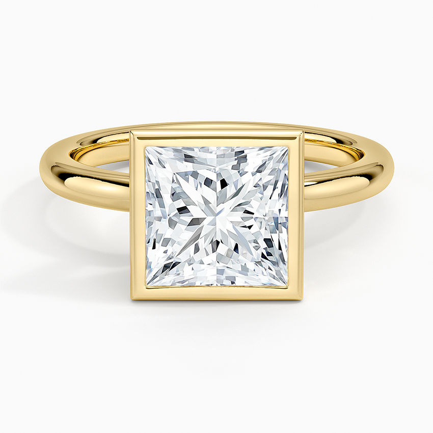 Julietta Bezel Solitaire Ring - Princess Cut Center Stone