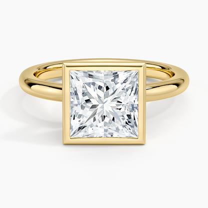 Julietta Bezel Solitaire Ring - Princess Cut Center Stone