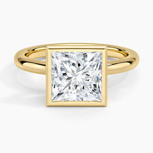 Julietta Bezel Solitaire Ring - Princess Cut Center Stone