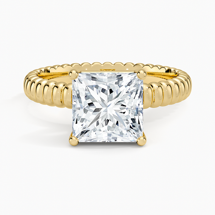 Petra Textured Solitaire Ring - Princess Cut Center Stone