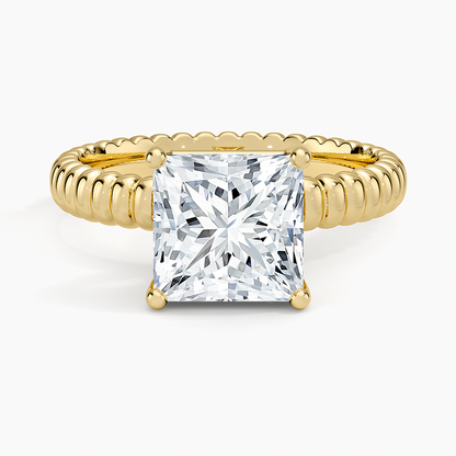 Petra Textured Solitaire Ring - Princess Cut Center Stone