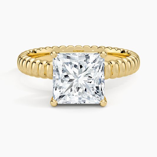 Petra Textured Solitaire Ring - Princess Cut Center Stone