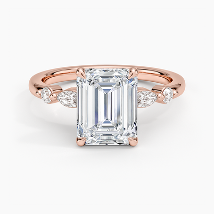 Versailles One-Quarter Coverage Diamond Ring - Emerald Cut Center Stone