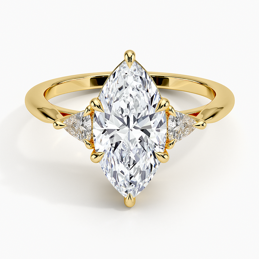 Trillion Cut Three Stone Diamond Ring - Marquise Cut Center Stone