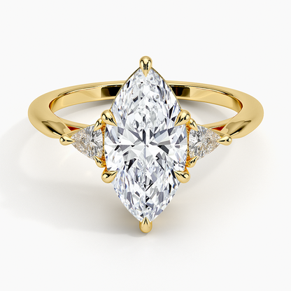 Trillion Cut Three Stone Diamond Ring - Marquise Cut Center Stone