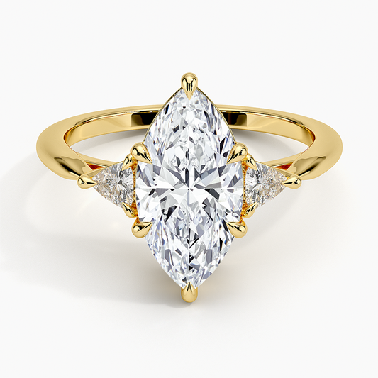 Trillion Cut Three Stone Diamond Ring - Marquise Cut Center Stone