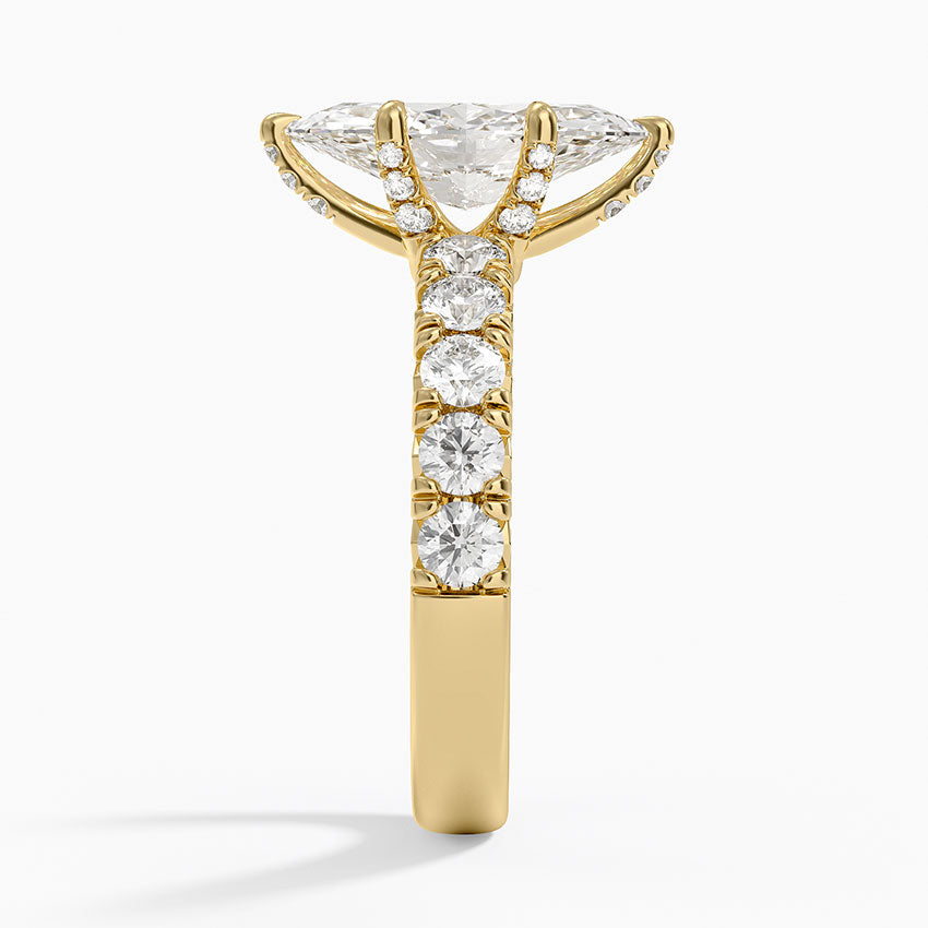 Ellora Half Coverage Diamond Ring - Marquise Center Stone