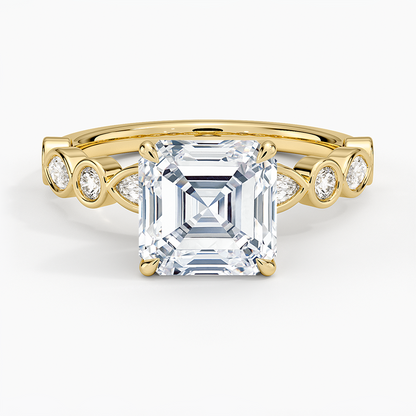 Versailles Bezel Diamond Ring - Asscher Cut Center Stone