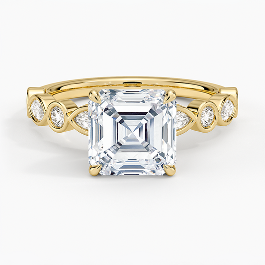 Versailles Bezel Diamond Ring - Asscher Cut Center Stone