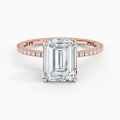Perfect Fit Three-Quarter Diamond Ring (1/4 ct. tw.) - Emerald Cut Center Stone