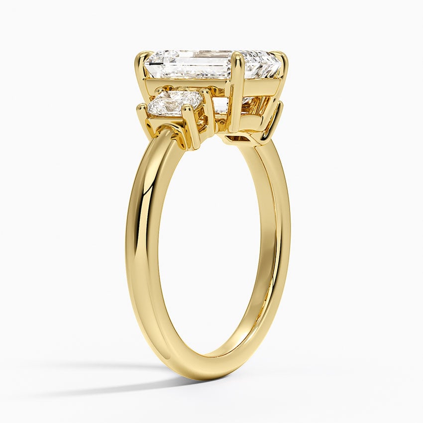 Helena Radiant-Cut Three Stone Diamond Ring (3/8 ct. tw.) - Emerald Cut Center Stone