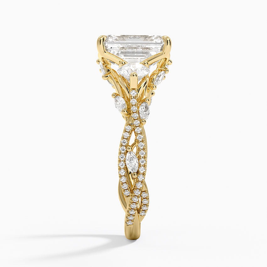 Luxe Secret Garden Three Stone Diamond Ring (1 ct. tw.) - Emerald Cut Center Stone