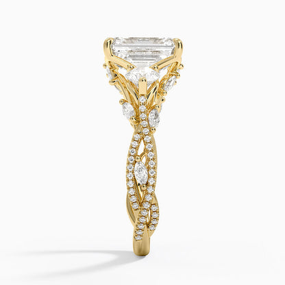 Luxe Secret Garden Three Stone Diamond Ring (1 ct. tw.) - Emerald Cut Center Stone