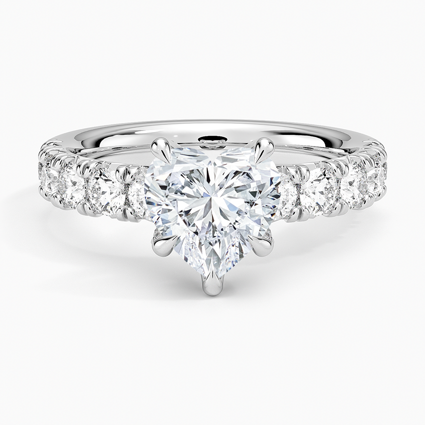 Ellora Half Coverage Diamond Ring - Heart Center Stone