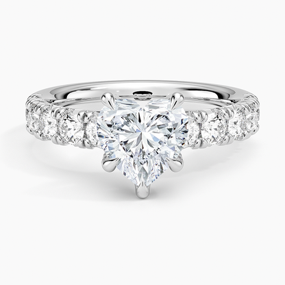 Ellora Half Coverage Diamond Ring - Heart Center Stone