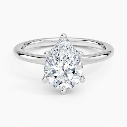 Fleur Solitaire Ring - Pear Center Stone