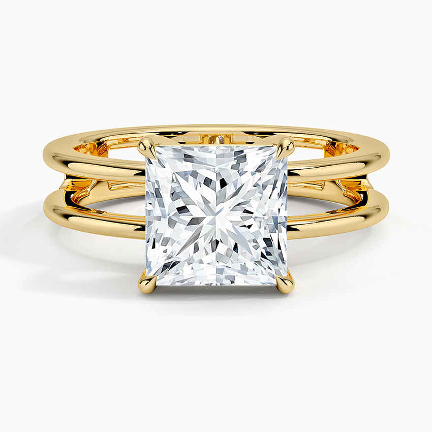 Aimee Open Double Band Solitaire Ring - Princess Cut Center Stone