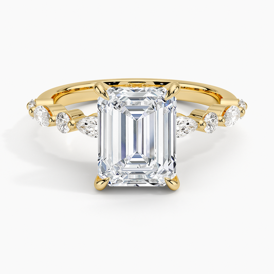 Versailles Half Coverage Diamond Ring (1/3 ct. tw.) - Emerald Cut Center Stone