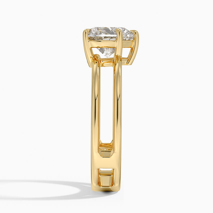 Aimee Open Double Band Solitaire Ring - Heart Center Stone
