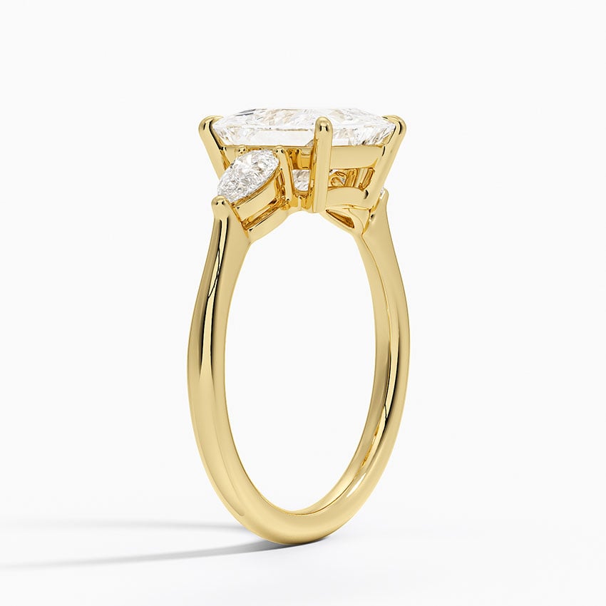 Opera Three Stone Diamond Ring - Princess Cut Center Stone