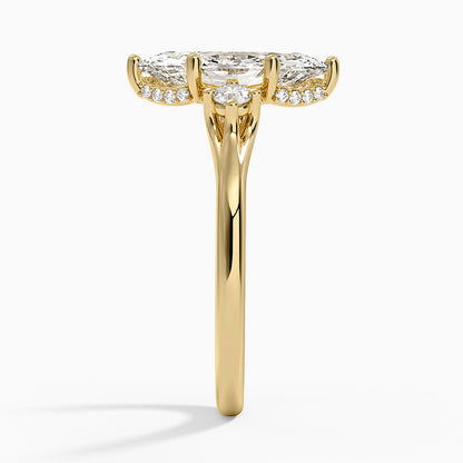 Floating Three Stone Diamond Ring - Marquise Center Stone