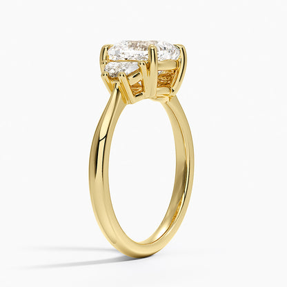 Half Moon Three Stone Diamond Ring (1/4 ct. tw.) - Cushion Cut Center Stone