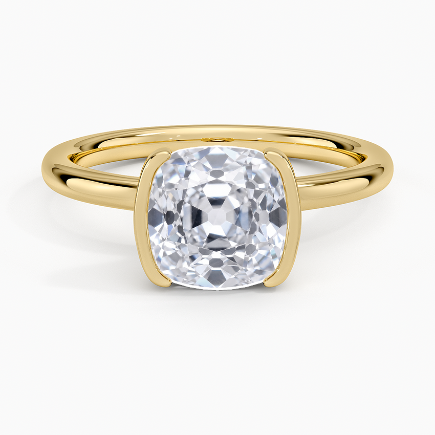 Annika Semi-Bezel Solitaire Ring - Old Mine Cut Center Stone