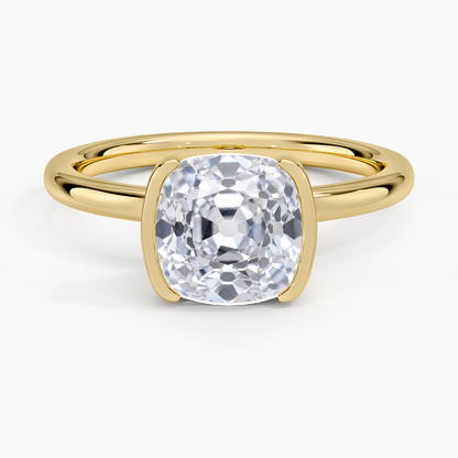 Annika Semi-Bezel Solitaire Ring - Old Mine Cut Center Stone