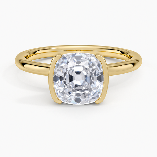 Annika Semi-Bezel Solitaire Ring - Old Mine Cut Center Stone