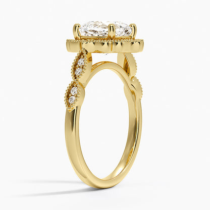 Cadenza Halo Diamond Ring - Cushion Cut Center Stone