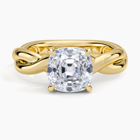 Hazel Twist Solitaire Diamond Ring - Old Mine Cut Center Stone