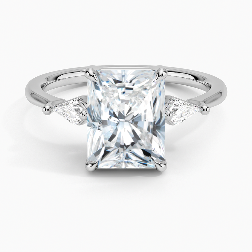 Cometa Three Stone Diamond Ring - Radiant Cut Center Stone