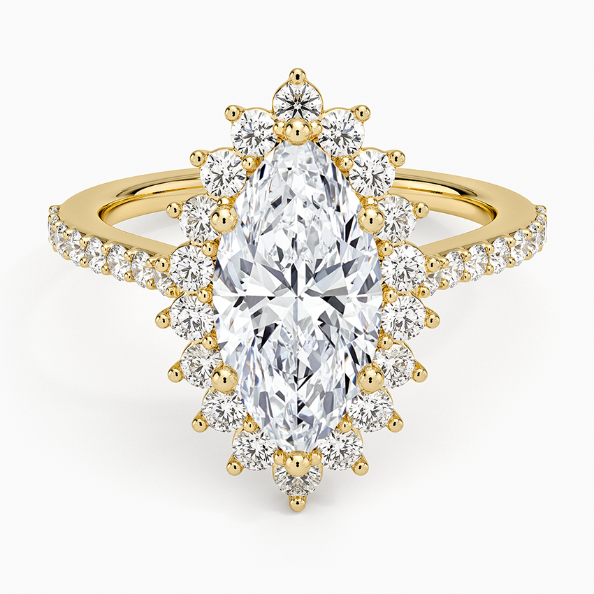 Luxe Sunburst Halo Diamond Ring (1/2 ct. tw.) - Marquise Center Stone