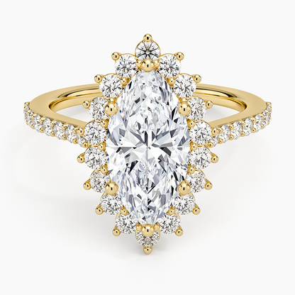 Luxe Sunburst Halo Diamond Ring (1/2 ct. tw.) - Marquise Center Stone