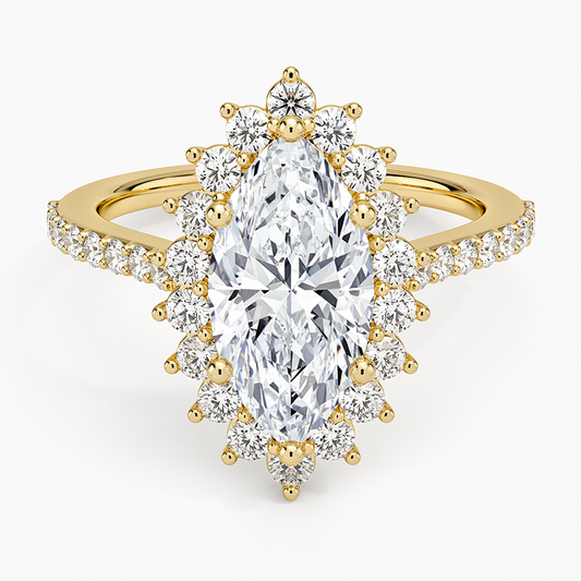 Luxe Sunburst Halo Diamond Ring (1/2 ct. tw.) - Marquise Center Stone