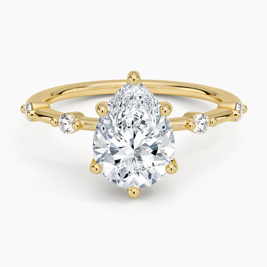 Aimee Hidden Halo Diamond Ring - Pear Center Stone