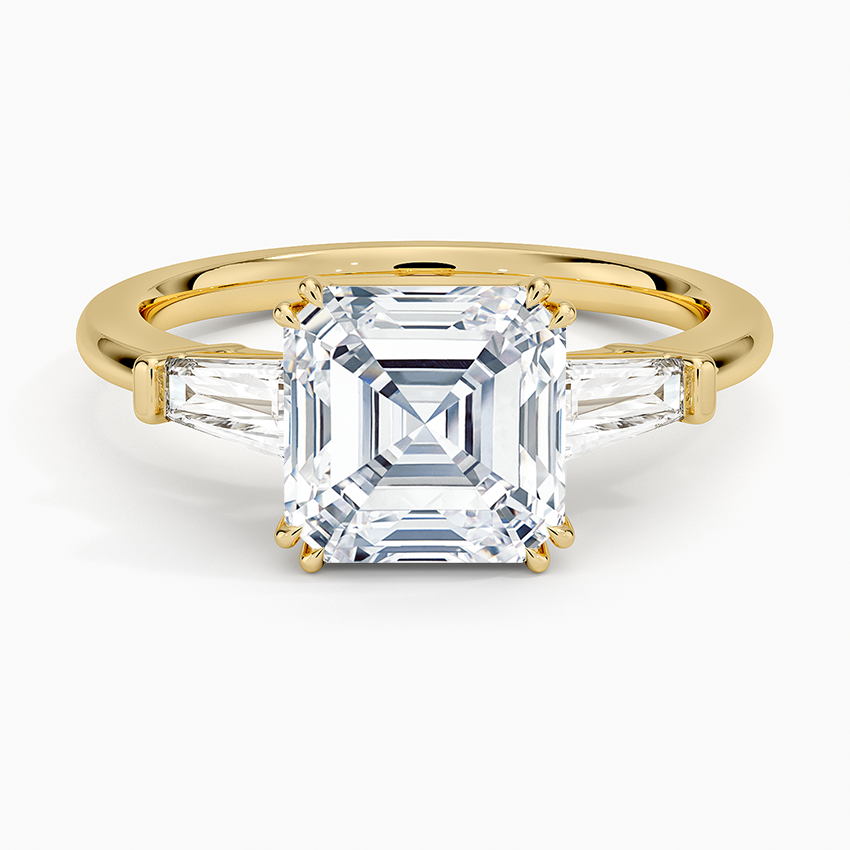 Symphony Double Prong Three Stone Diamond Ring (1/2 ct. tw.) - Asscher Cut Center Stone