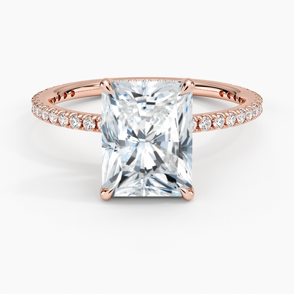 Perfect Fit Three-Quarter Diamond Ring (1/4 ct. tw.) - Radiant Cut Center Stone