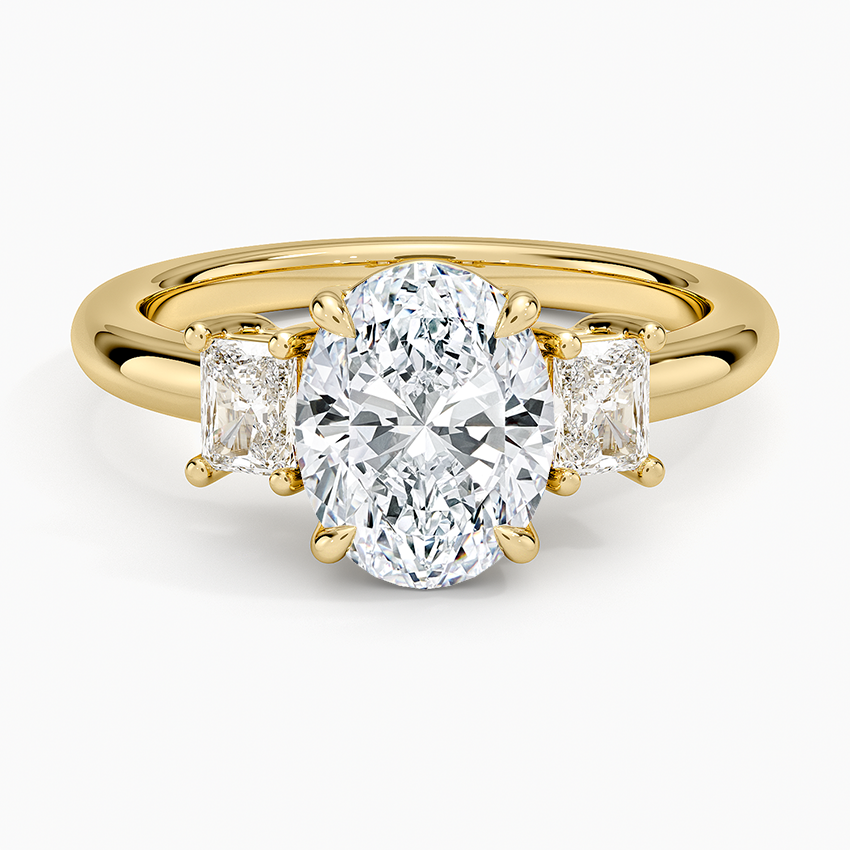 Helena Radiant-Cut Three Stone Diamond Ring (3/8 ct. tw.) - Oval Center Stone