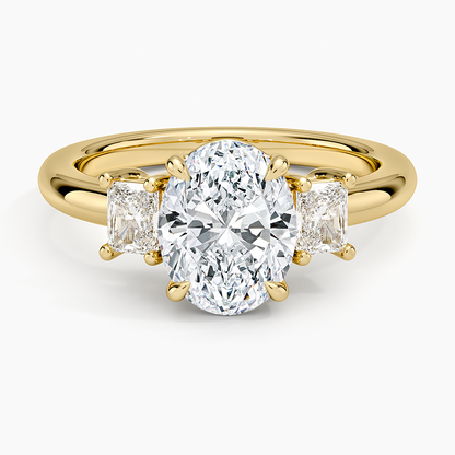 Helena Radiant-Cut Three Stone Diamond Ring (3/8 ct. tw.) - Oval Center Stone