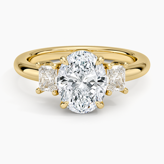 Helena Radiant-Cut Three Stone Diamond Ring (3/8 ct. tw.) - Oval Center Stone
